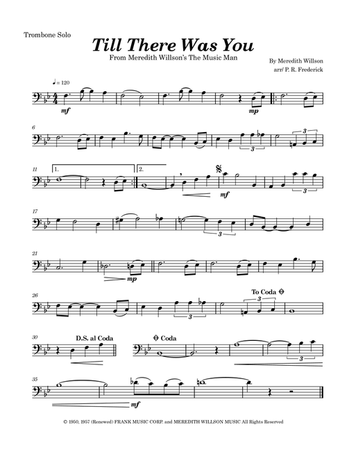 Till There Was You (Arr. P. R. Frederick) - The Beatles (Trombone Solo)