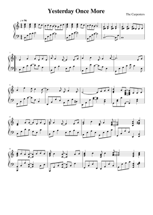 ヤマハ　自動演奏ピアノ　カーペンターズ　YESTERDAY ONCE MORE Yesterday once more piano sheet music