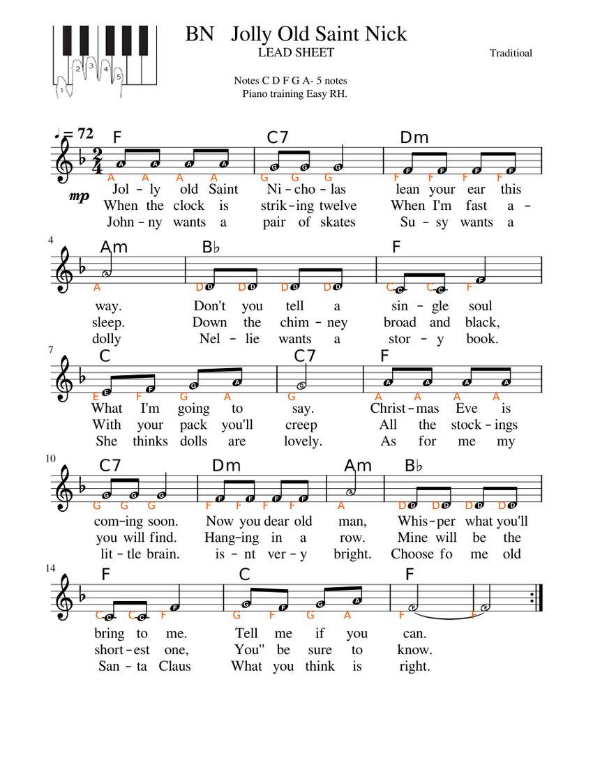 Jolly Old Saint Nick Sheet music for Piano (Solo) Easy | Musescore.com