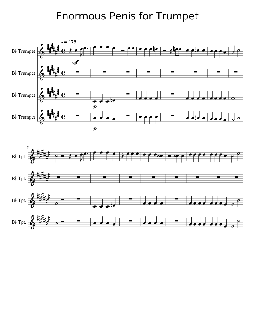 pad traagheid Ritmisch Enormous Penis for Trumpet Sheet music for Trumpet in b-flat (Mixed  Quartet) | Musescore.com