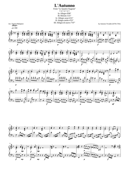 Concerto No. 3 in F major, Op. 8, RV 293, "Autumn" (L'autunno) – Antonio Vivaldi L'Autunno