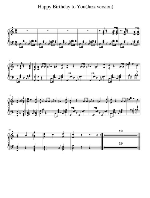 Happy Birthday to You(Jazz version) (Arr. Michael) (Piano Solo)