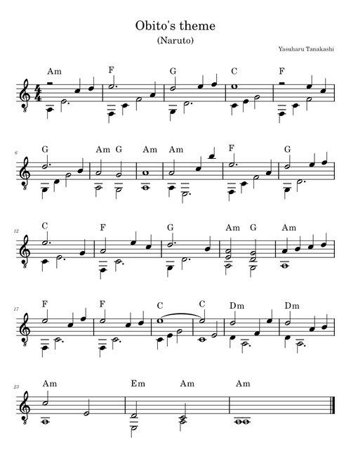 Naruto_Obitos_Theme for classical guitar