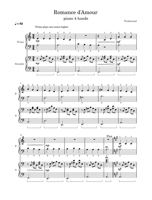 Romance d'Amour – Traditional