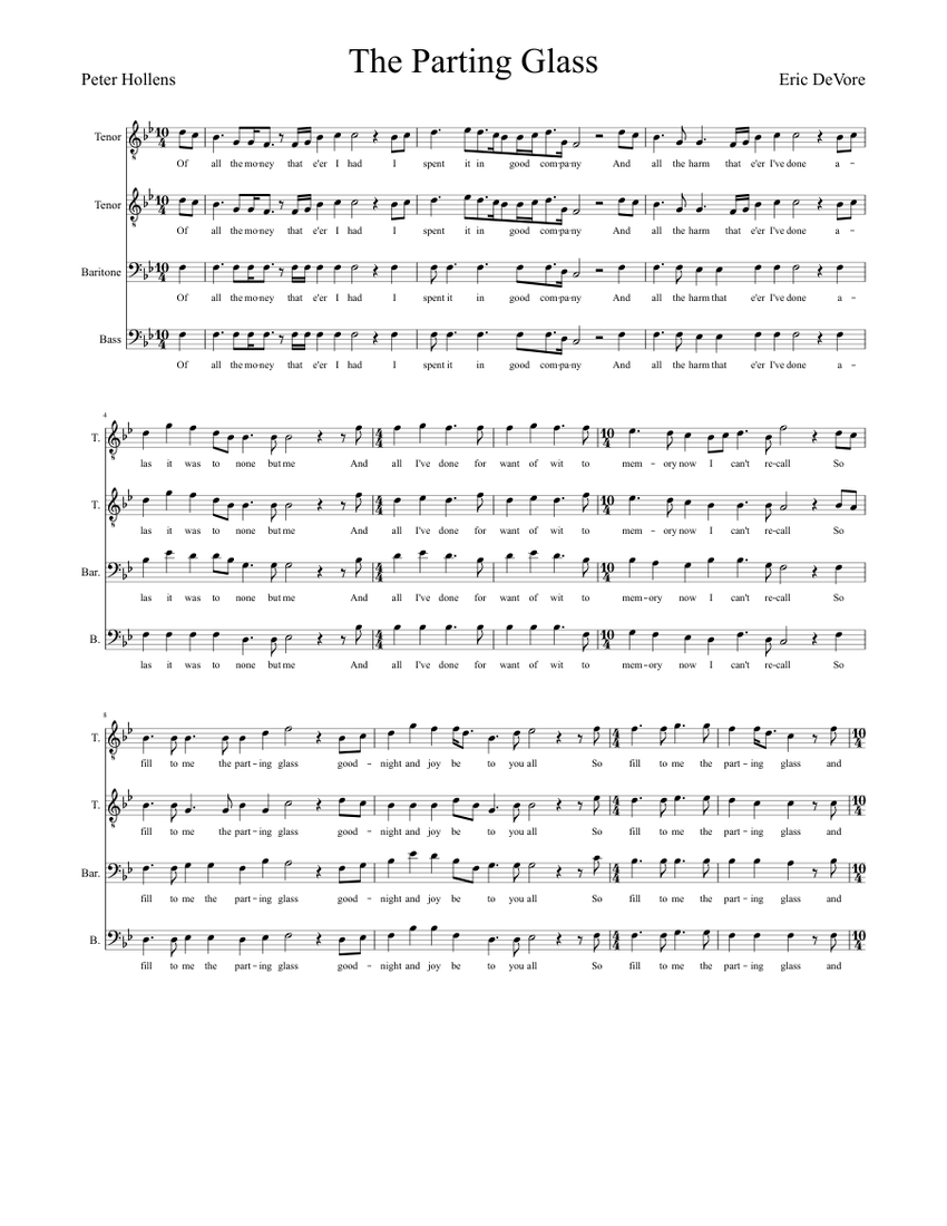The Parting Glass (A Cappella) Sheet music for guitar | Musescore.com