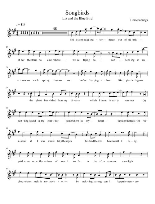  Hibike! Euphonium Movie: Liz and the Blue Bird ED - Songbirds (full, lyrics, treble clef)