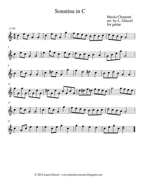 Clementi's Sonatina in C for Guitar (Arr. Laura Glassel) - Muzio Clementi (Solo Guitar)