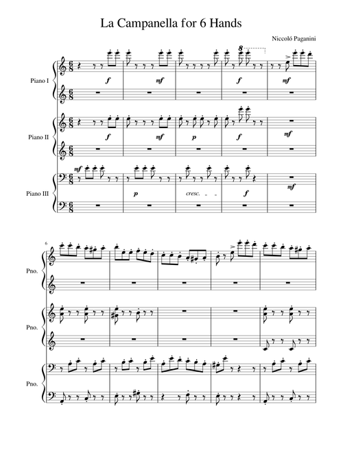 La Campanella for 6 Hands
