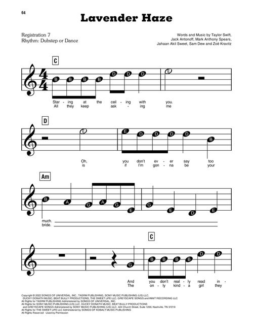 Lavender Haze - Taylor Swift (E-Z Play Today)
