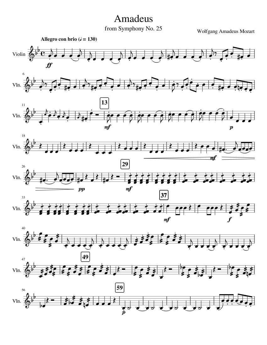Amadeus Sheet Music for Violin (Solo) | MuseScore.com