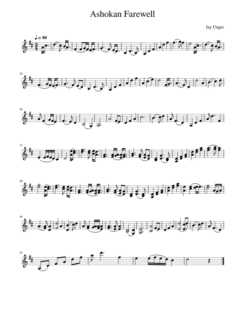 Ashokan_Farewell Sheet music for Violin (Solo)