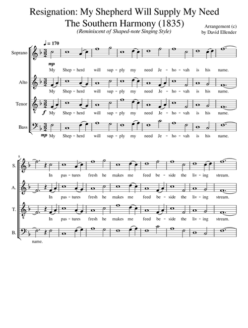 My Shepherd will supply my need - David Ellender (Choral, SATB divisi)