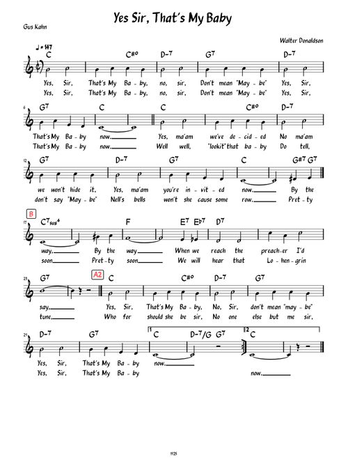 Yes, Sir, That's My Baby (Lead sheet with lyrics ) (reposting)