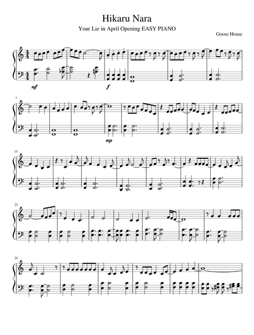 Hikaru Nara Easy Piano