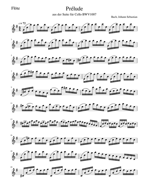 Bach, J.S. - Prélude aus Cello Suite BWV 1007 Flöte