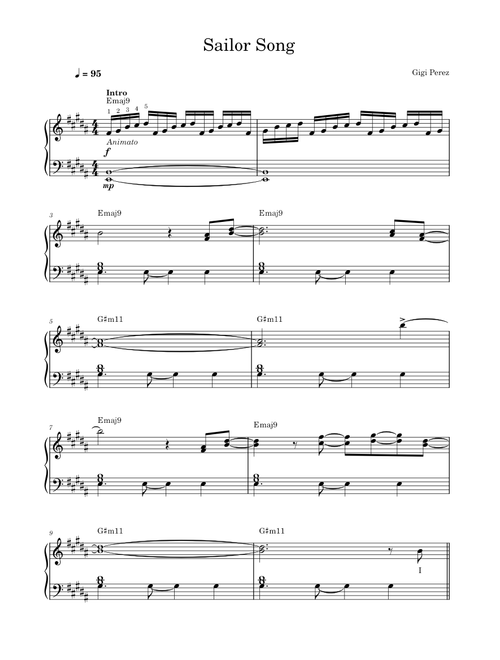 Gigi Perez - Sailor Song sheet music arranged by MakeMusic2024