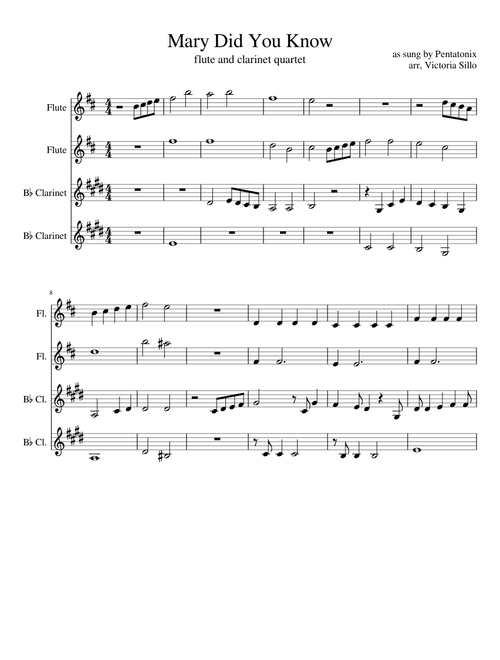 Mary Did You Know (flute and clarinet quartet)