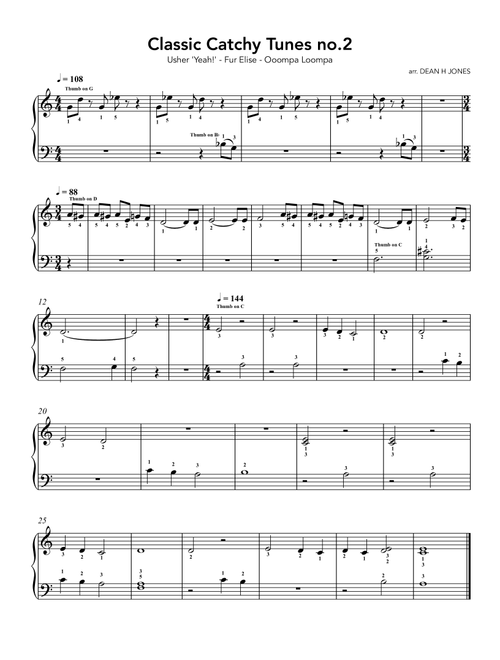 Medley: Yeah! with Oompa-Loompa 1 (Arr. Glorifico Music) - Usher Featuring Lil Jon & Ludacris (Easy Piano)