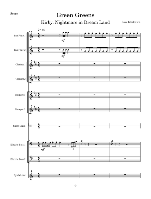 Green Greens (Kirby: Nightmare in Dream Land) - Transcribed Score