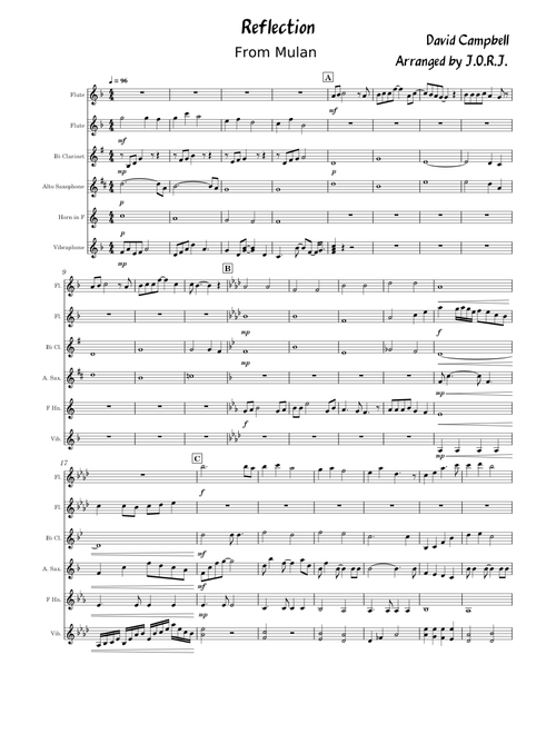 Reflection (from Mulan) – Christina Aguilera, David Zippel, Mulan Movie Reflection (from Mulan) – Mixed Ensemble