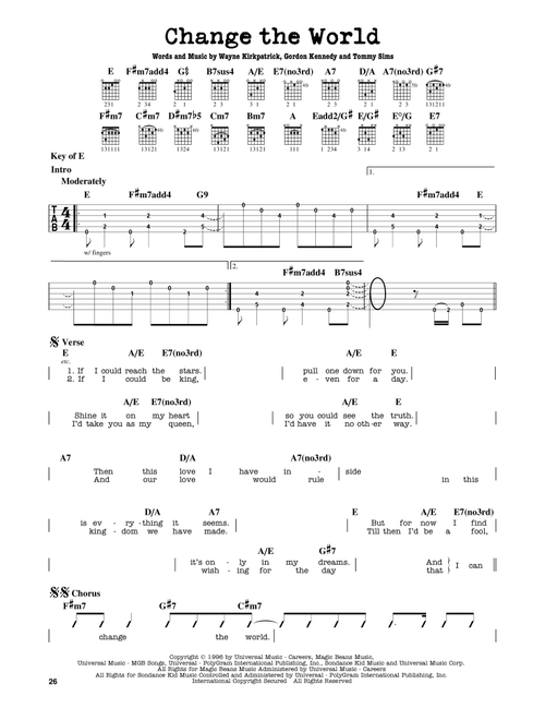Change The World - Eric Clapton, Wynonna (Guitar Lead Sheet)
