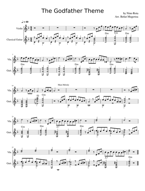 The Godfather (Love Theme) – Nino Rota for Violin and Guitar