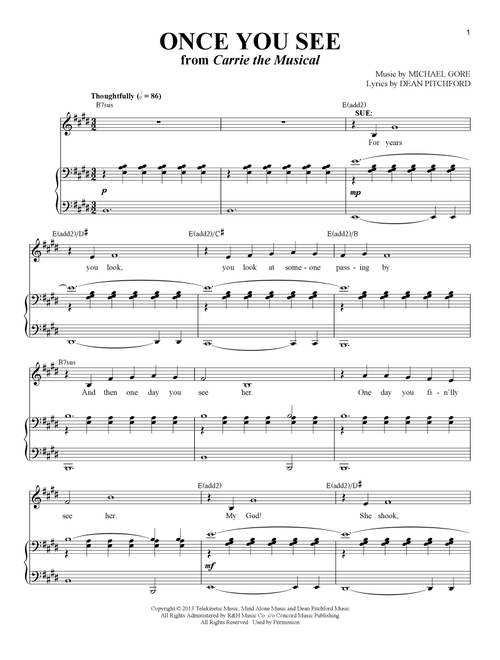 Once You See (from Carrie The Musical) - Michael Gore, Dean Pitchford (Piano Vocal)