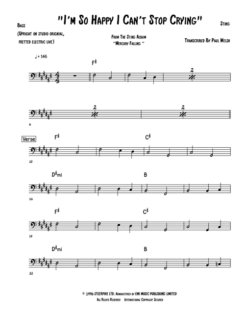 I'm So Happy I Can't Stop Crying (Arr. Accubass) - Sting (Instrumental Solo)