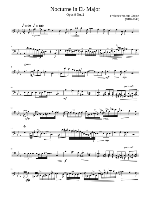 Nocturne Op. 9, No. 2 by Frédéric Chopin - Cello Arrangement