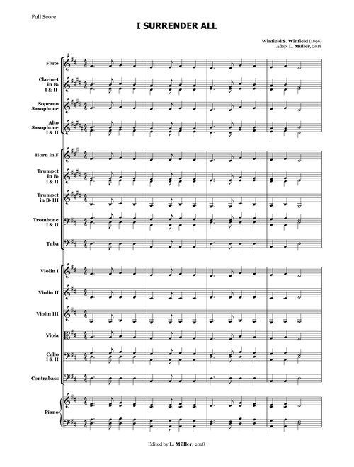 I Surrender All - for Beginner Orchestra. (Arr. L. Müller) - Winfield S Winfield (Large Ensemble)