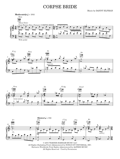 Corpse Bride - Danny Elfman (Piano Solo)