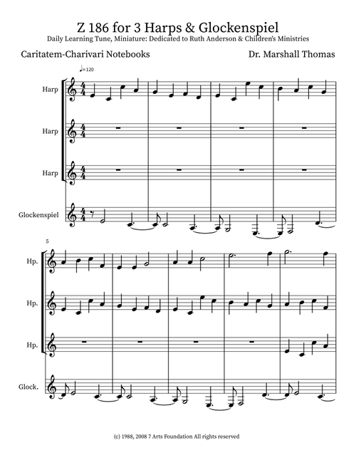 Z 186 for 3 Harps & Glockenspiel - Celebrity Chamber Players (Small Ensemble)