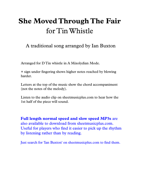 She Moved Though The Fair for Tin whistle with chords (Arr. Ian Buxton) - Traditional (Instrumental Solo)