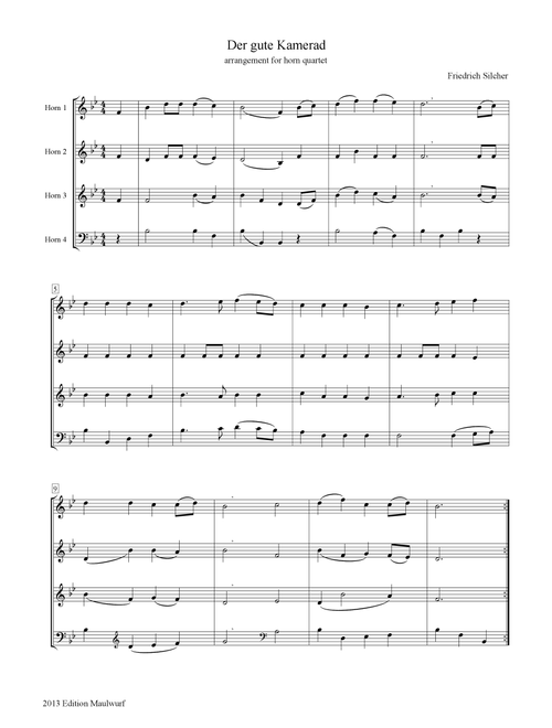 Der Gute Kamerad (Arr. Edition Maulwurf) - Friedrich Silcher (Brass Ensemble)