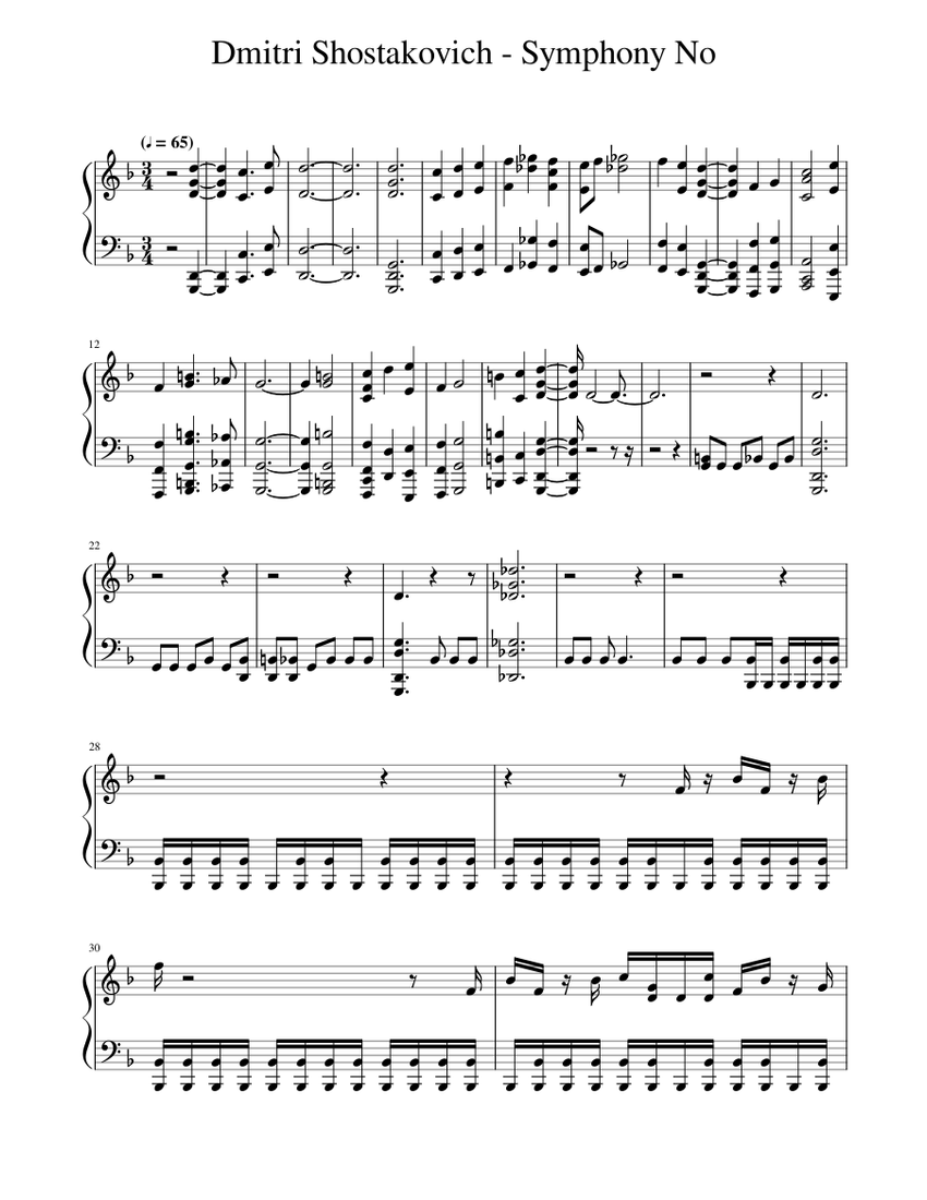 Dmitri Shostakovich - Symphony No. 11 1st Movement Sheet Music for