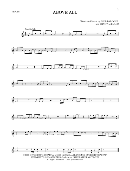 Above All - Paul Baloche, Rebecca St James (Violin Solo)