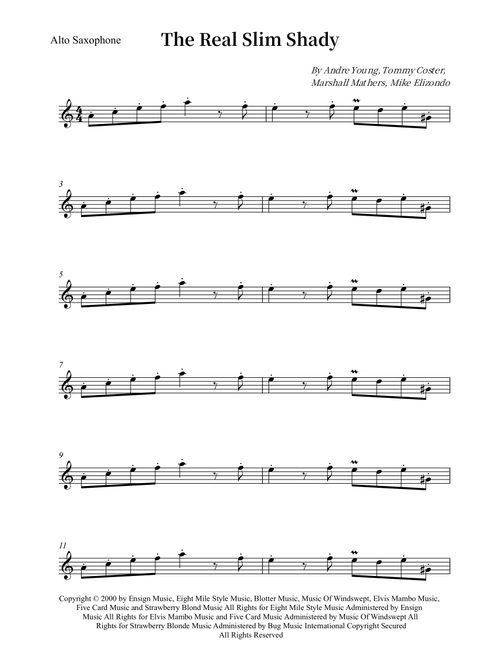 The Real Slim Shady (Arr. Wesley S. SIlva) - Eminem (Alto Sax Solo)