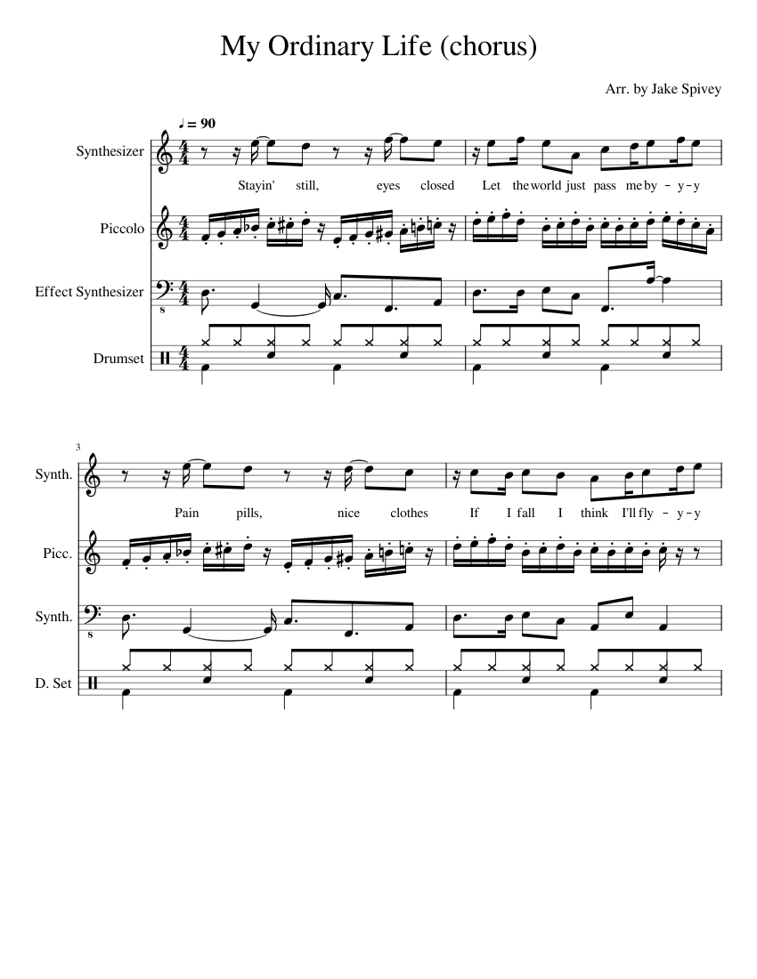 The Living Tombstone My Ordinary Life (Chorus) Sheet music for Flute
