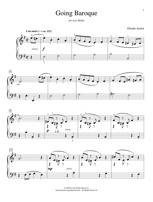 Going Baroque (Arr. Glenda Austin) (Educational Piano)