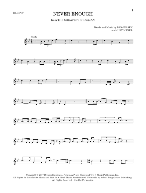Never Enough (from The Greatest Showman) - Benj Pasek, Justin Paul (Trumpet Solo)