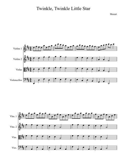 Twinkle, Twinkle Little Star d major