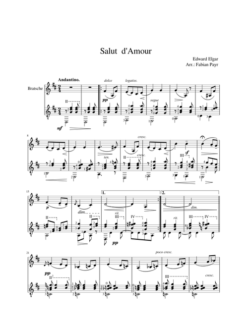 Edward Elgar: Salut d'Amour - for viola & guitar