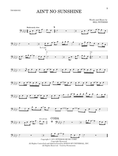 Ain't No Sunshine - Bill Withers (Trombone Solo)