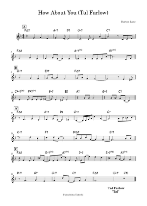 How about You – Burton Lane How About You Sheet Music with Chords