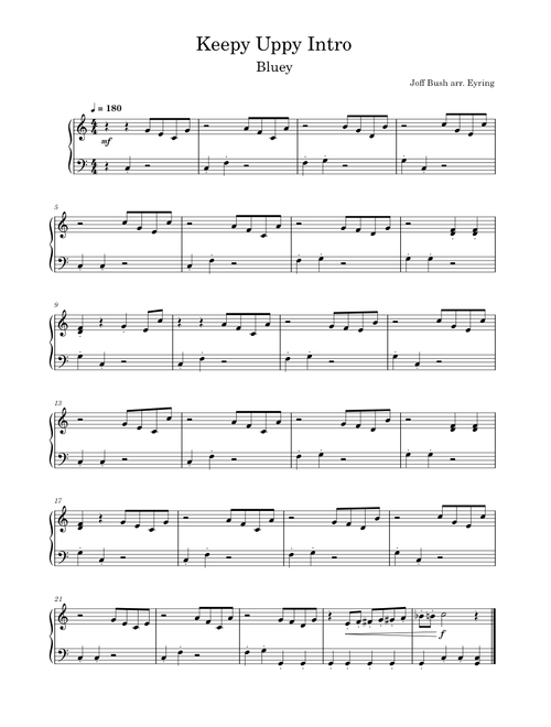 Keepy Uppy Intro Easy Piano