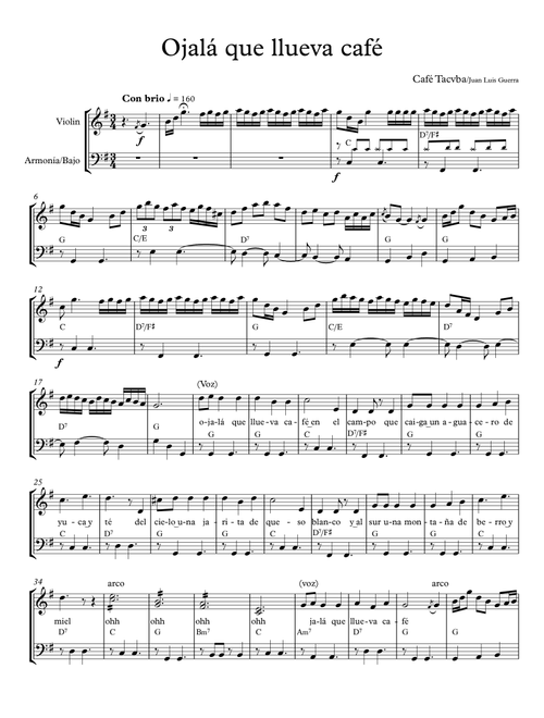 Ojala que llueva cafe (version Cafe Tacuba) (Arr. Ulises Cabrera) (Instrumental Duet)