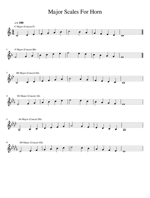 Major Scales For Horn