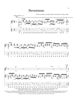 Play Official version of Seventeen Sheet Music by Winger for