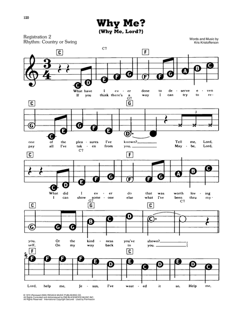 Why Me? (Why Me, Lord?) - Kris Kristofferson (E-Z Play Today)