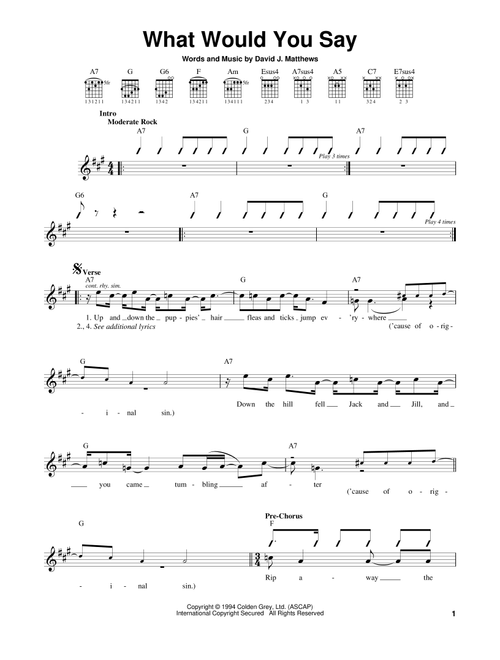 What Would You Say - Dave Matthews Band (Easy Guitar)